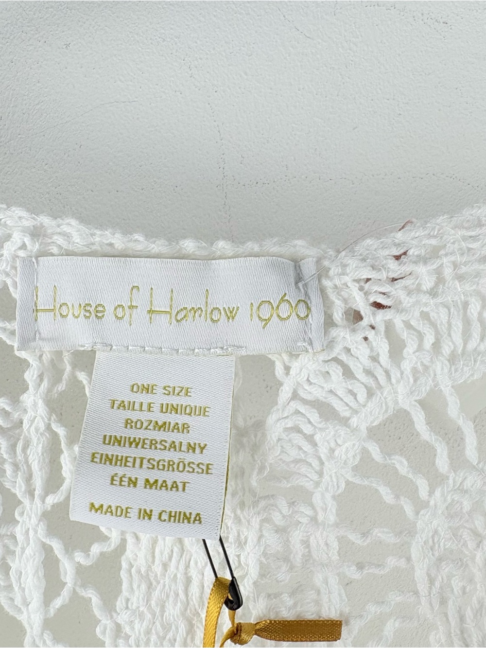 New House of Harlow 1960 White Crochet Knit Crop Tie Top Festival Whimsy Boho OS - Picture 2 of 11